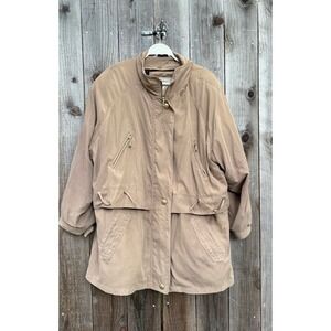 VTG Y2K Current Seen Outerwear Tan Beige Khaki Zip Up Hooded Jacket‎ Men's